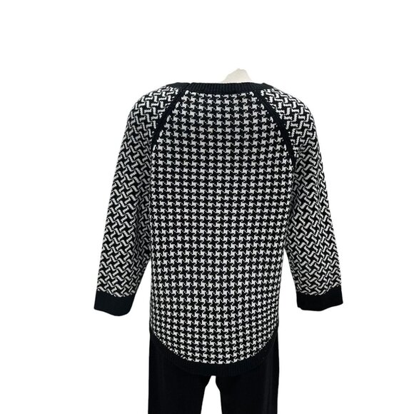 89th & Madison Sweater L B/W Houndstooth Knit Raglan Sleeve Winter Cozy Pullover - Picture 5 of 8